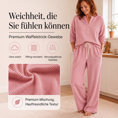 🧸 50 % RABATT – Damen Waffelstrick Loungewear-Set | Kuscheliger Komfort trifft auf eleganten Alltagsstil ✨-3