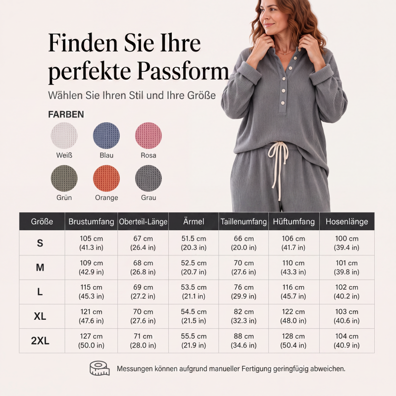 🧸 50 % RABATT – Damen Waffelstrick Loungewear-Set | Kuscheliger Komfort trifft auf eleganten Alltagsstil ✨-5