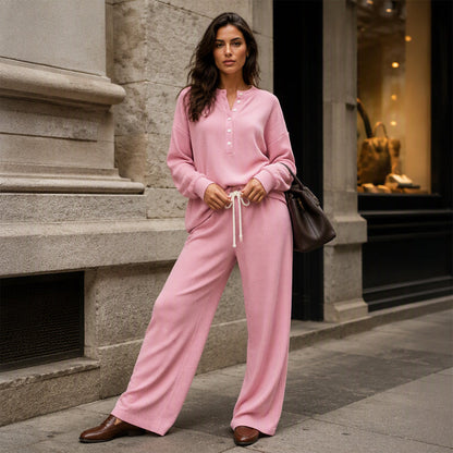 🧸 50 % RABATT – Damen Waffelstrick Loungewear-Set | Kuscheliger Komfort trifft auf eleganten Alltagsstil ✨-8