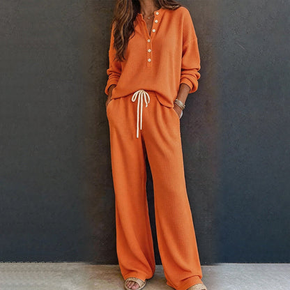 🧸 50 % RABATT – Damen Waffelstrick Loungewear-Set | Kuscheliger Komfort trifft auf eleganten Alltagsstil ✨-12