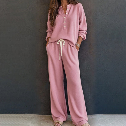 🧸 50 % RABATT – Damen Waffelstrick Loungewear-Set | Kuscheliger Komfort trifft auf eleganten Alltagsstil ✨-13