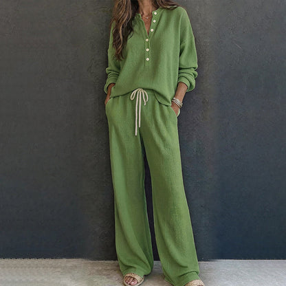 🧸 50 % RABATT – Damen Waffelstrick Loungewear-Set | Kuscheliger Komfort trifft auf eleganten Alltagsstil ✨-15