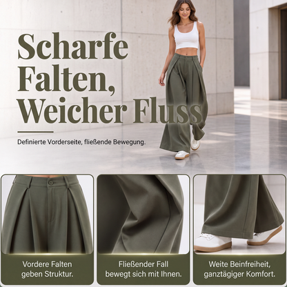 🍂🏷️Nur kurze Zeit – 50 % Rabatt！🍃Damen Plisseehosen mit weitem Bein-1