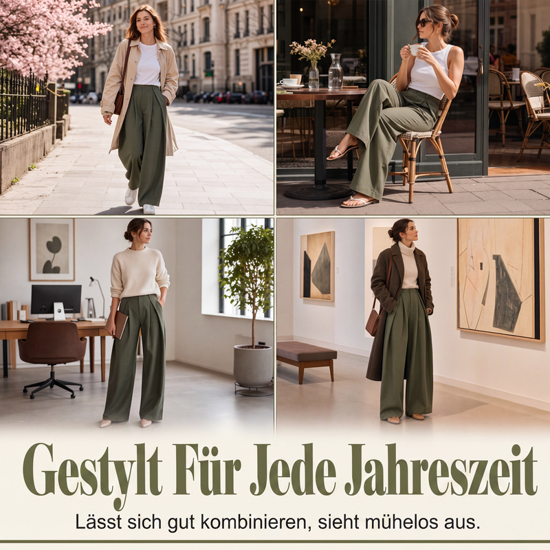 🍂🏷️Nur kurze Zeit – 50 % Rabatt！🍃Damen Plisseehosen mit weitem Bein-3