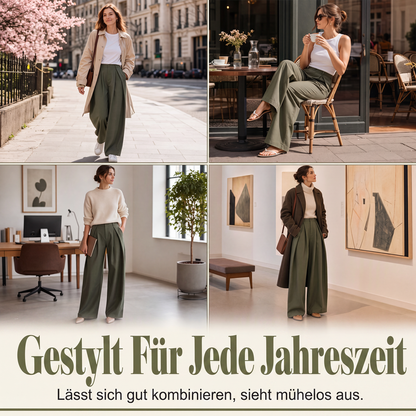 🍂🏷️Nur kurze Zeit – 50 % Rabatt！🍃Damen Plisseehosen mit weitem Bein-3