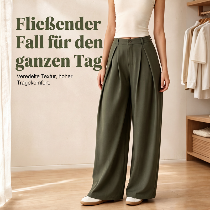 🍂🏷️Nur kurze Zeit – 50 % Rabatt！🍃Damen Plisseehosen mit weitem Bein-4
