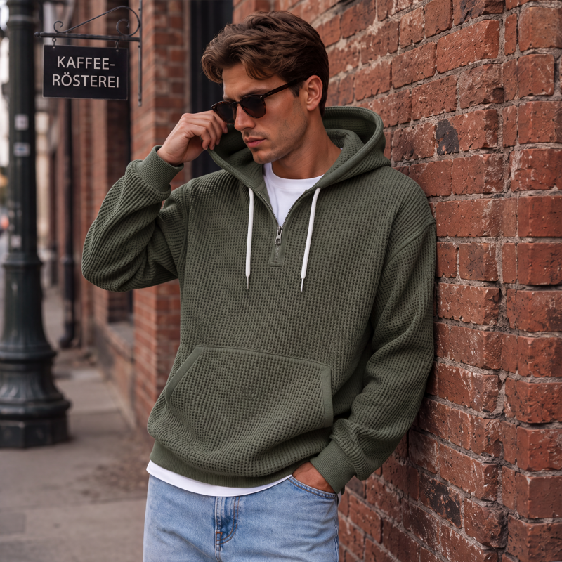 📢📢50%Rabatt!!!🎉✨Gestricktes Quarter-Zip-Hoodie-Sweatshirt für Herren-2