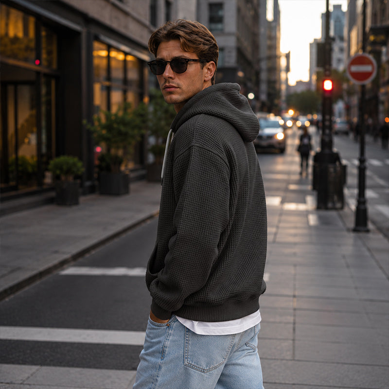 📢📢50%Rabatt!!!🎉✨Gestricktes Quarter-Zip-Hoodie-Sweatshirt für Herren-7