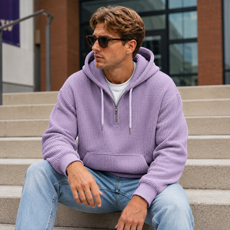 📢📢50%Rabatt!!!🎉✨Gestricktes Quarter-Zip-Hoodie-Sweatshirt für Herren-8