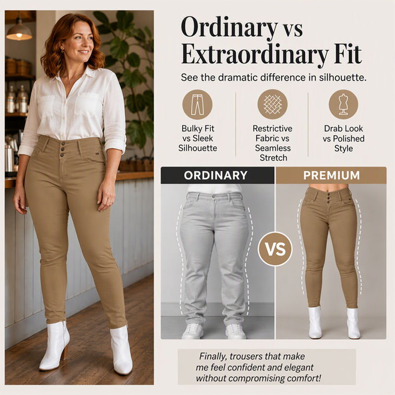 📢📢50%Rabatt!!!🎉🏃‍♀️ Es wird im Akkord weggeschnappt – zögern Sie nicht! Damen Stretch Hochbund Skinny Hose-3