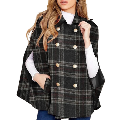📢📢50%Rabatt!!!🎉✨Damen-Cape-Mantel im Vintage-Karomuster-9