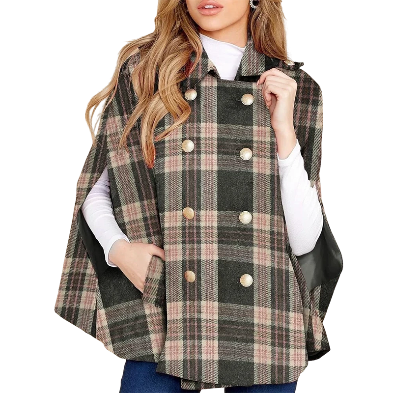 📢📢50%Rabatt!!!🎉✨Damen-Cape-Mantel im Vintage-Karomuster-10