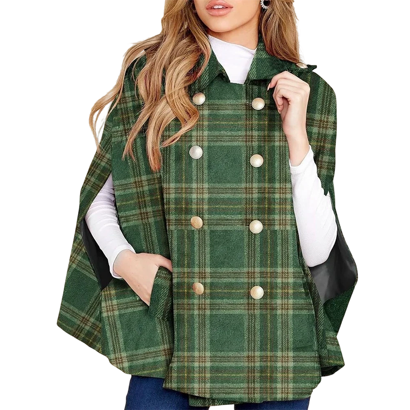 📢📢50%Rabatt!!!🎉✨Damen-Cape-Mantel im Vintage-Karomuster-11