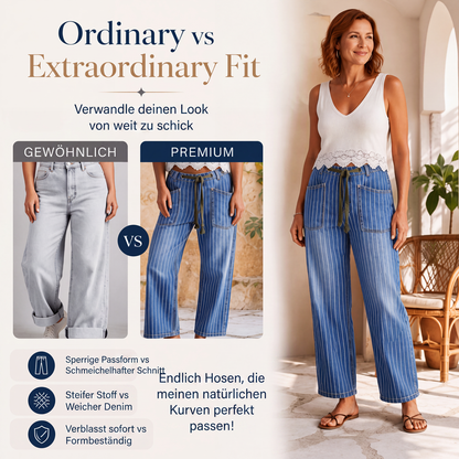 📢📢50%Rabatt!!!🎉✨Vertikal gestreifte elastische Denim-Hosen für Damen-3