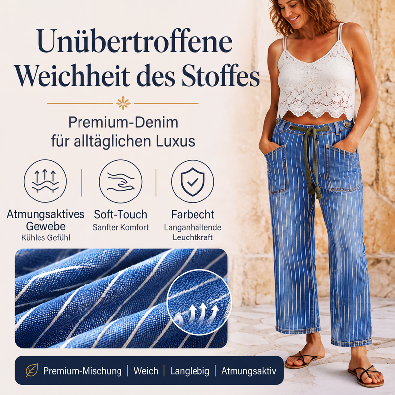📢📢50%Rabatt!!!🎉✨Vertikal gestreifte elastische Denim-Hosen für Damen-4