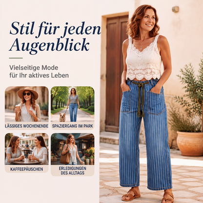 📢📢50%Rabatt!!!🎉✨Vertikal gestreifte elastische Denim-Hosen für Damen-5