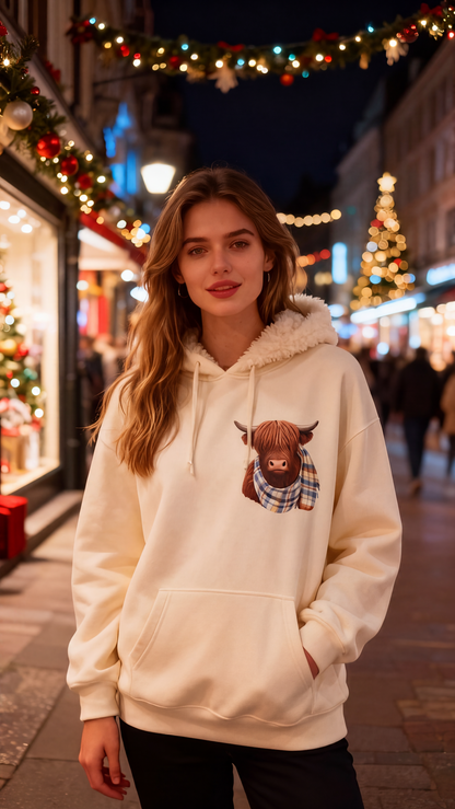 🐮 50% RABATT!!🎁Niedliches Kapuzensweatshirt mit kuscheligem Fleecefutter, Highland-Kuh-Motiv-4