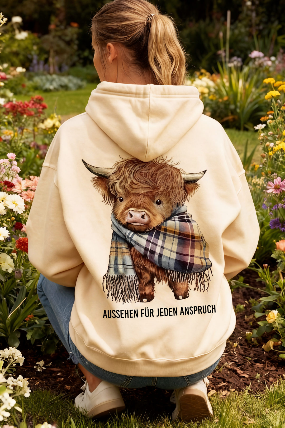 🐮 50% RABATT!!🎁Niedliches Kapuzensweatshirt mit kuscheligem Fleecefutter, Highland-Kuh-Motiv-5