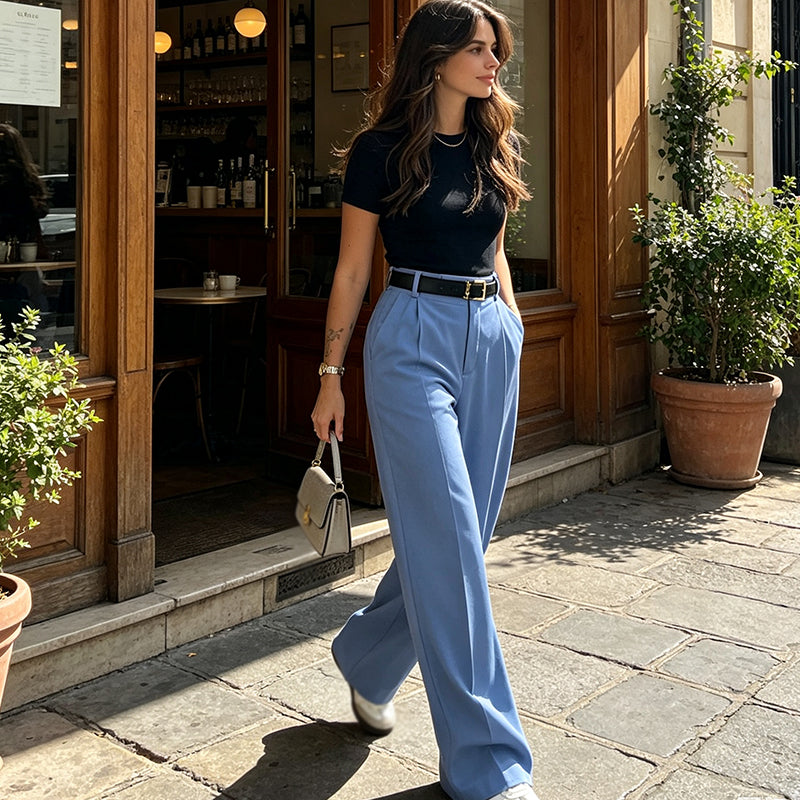 🎯 50%-Schnäppchen! Legere hochtaillierte Geradehose für Damen-1