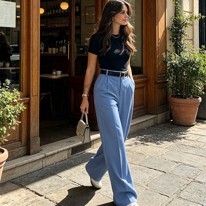 🎯 50%-Schnäppchen! Legere hochtaillierte Geradehose für Damen-1