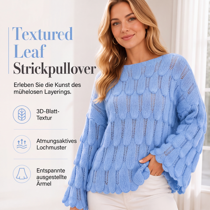 Locker sitzender Damen-Strickpullover mit Lochmuster