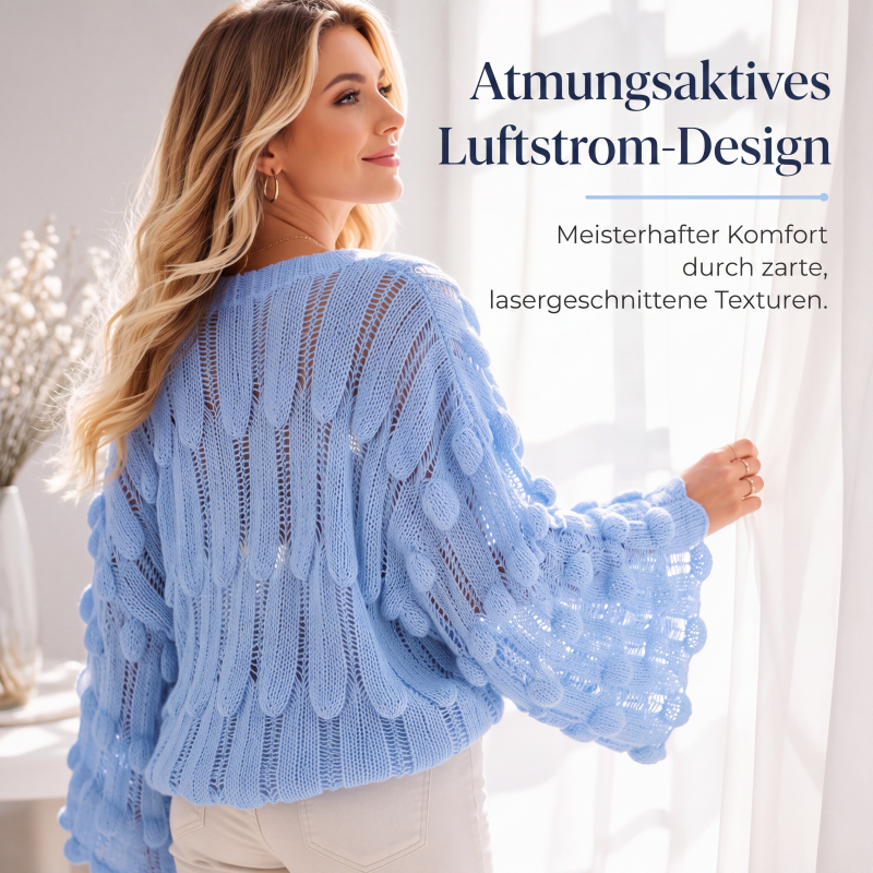 Locker sitzender Damen-Strickpullover mit Lochmuster-1