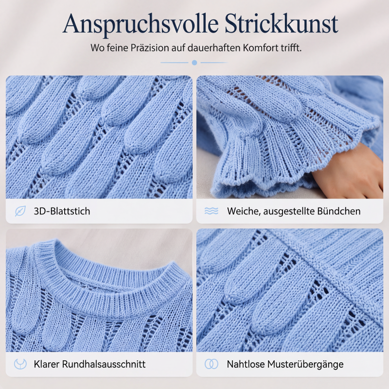 Locker sitzender Damen-Strickpullover mit Lochmuster-3