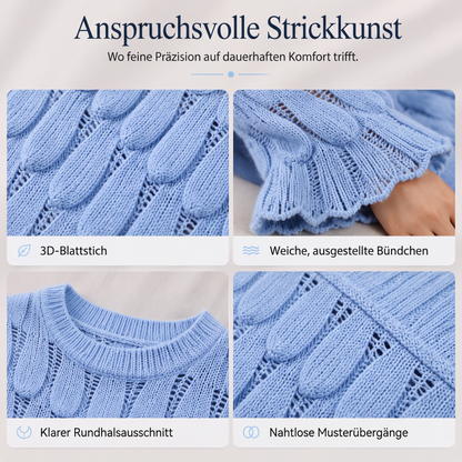 Locker sitzender Damen-Strickpullover mit Lochmuster-3
