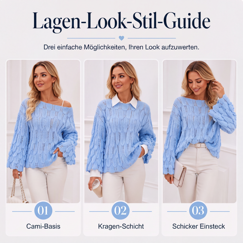 Locker sitzender Damen-Strickpullover mit Lochmuster-7