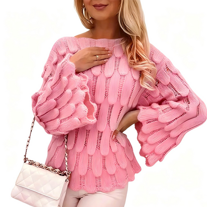 Locker sitzender Damen-Strickpullover mit Lochmuster-11