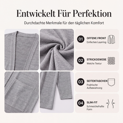 🧶 50 % RABATT – Lässige Damen-Cardigan mit offener Vorderseite & Taschen | Gemütlicher Layering-Look für jeden Tag ✨-1