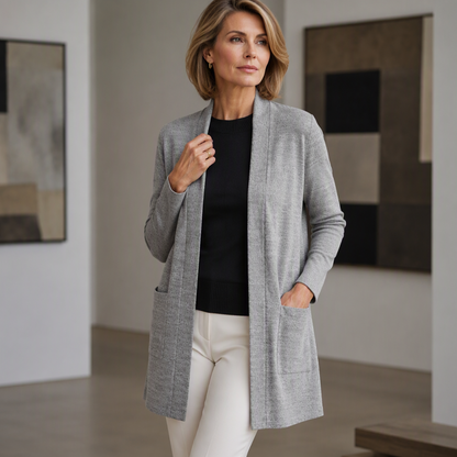 🧶 50 % RABATT – Lässige Damen-Cardigan mit offener Vorderseite & Taschen | Gemütlicher Layering-Look für jeden Tag ✨-6
