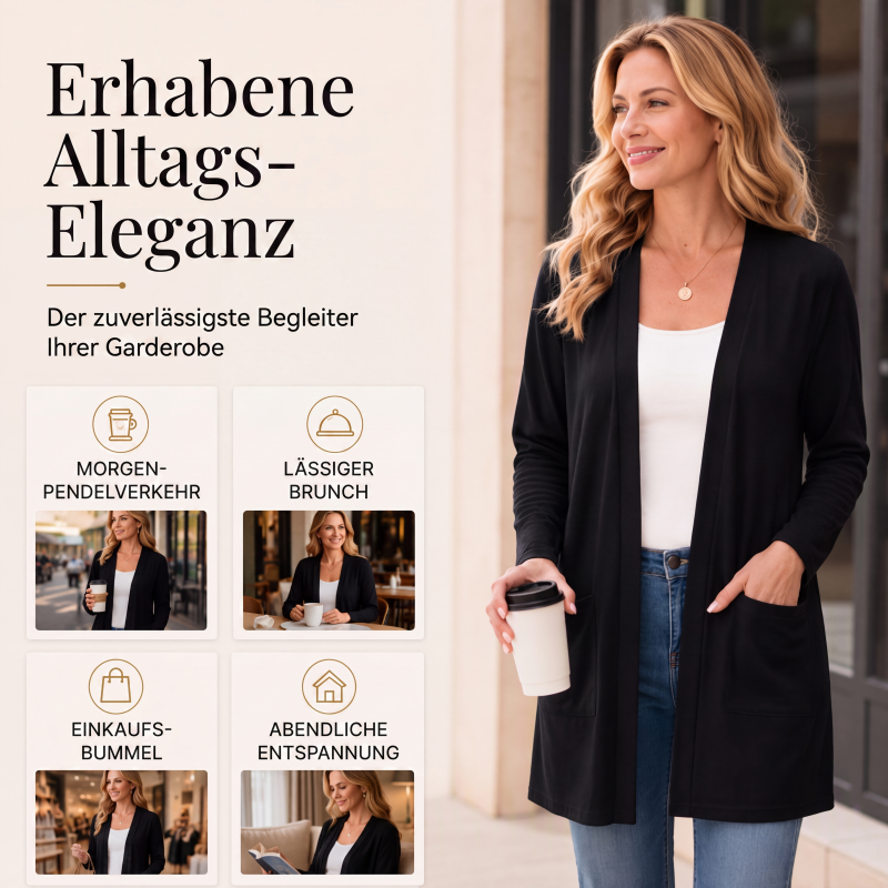 🧶 50 % RABATT – Lässige Damen-Cardigan mit offener Vorderseite & Taschen | Gemütlicher Layering-Look für jeden Tag ✨-5