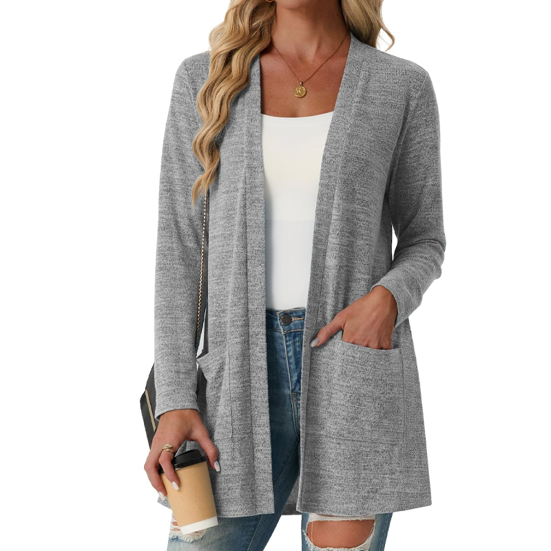 🧶 50 % RABATT – Lässige Damen-Cardigan mit offener Vorderseite & Taschen | Gemütlicher Layering-Look für jeden Tag ✨-11