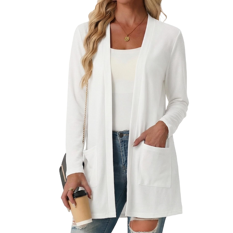 🧶 50 % RABATT – Lässige Damen-Cardigan mit offener Vorderseite & Taschen | Gemütlicher Layering-Look für jeden Tag ✨-8