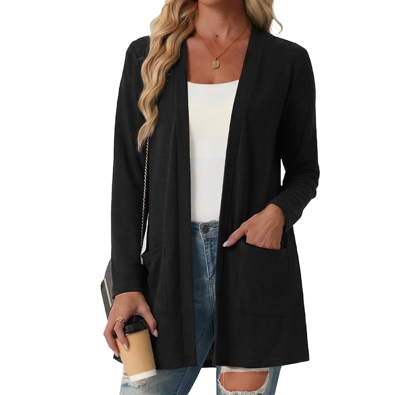 🧶 50 % RABATT – Lässige Damen-Cardigan mit offener Vorderseite & Taschen | Gemütlicher Layering-Look für jeden Tag ✨-10