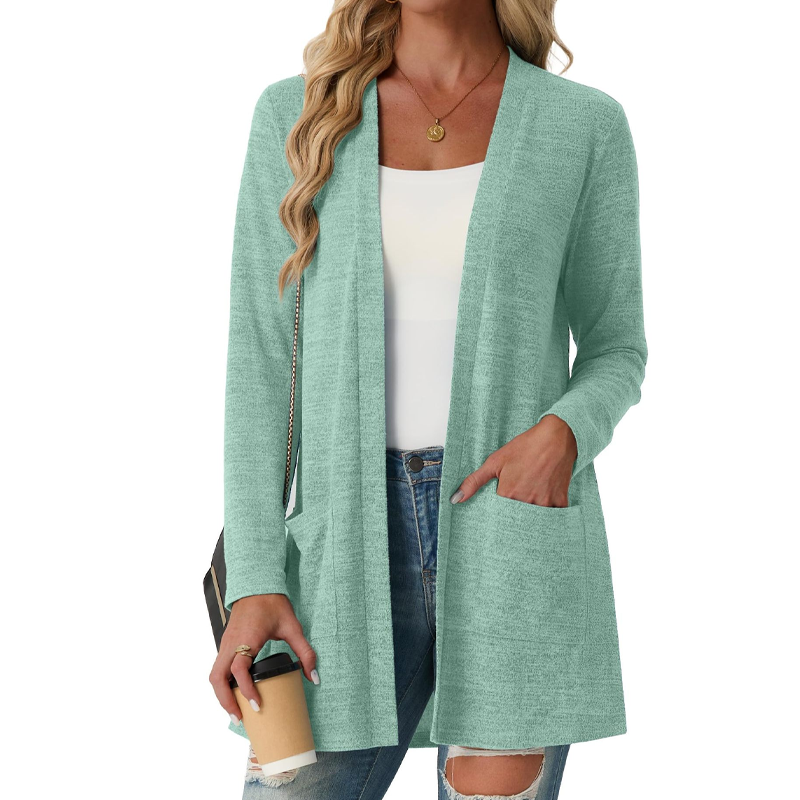 🧶 50 % RABATT – Lässige Damen-Cardigan mit offener Vorderseite & Taschen | Gemütlicher Layering-Look für jeden Tag ✨-9