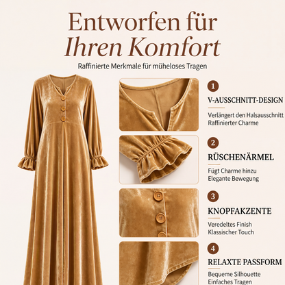 👗 50 % RABATT – Elegantes Damen Samt-Maxikleid mit Rüschenärmeln | Luxuriöser Vintage-Look für besondere Momente ✨-1