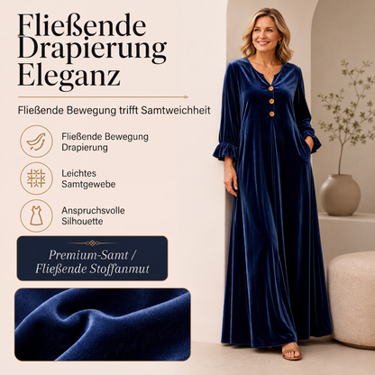 👗 50 % RABATT – Elegantes Damen Samt-Maxikleid mit Rüschenärmeln | Luxuriöser Vintage-Look für besondere Momente ✨-4