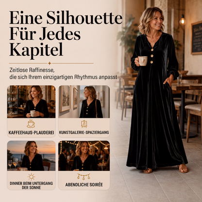 👗 50 % RABATT – Elegantes Damen Samt-Maxikleid mit Rüschenärmeln | Luxuriöser Vintage-Look für besondere Momente ✨-5