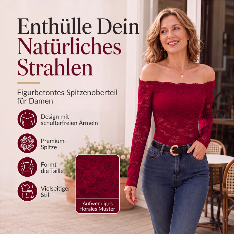 ⏰Letzter Tag im Angebot: 50 % Rabatt💃Schulterfreies Spitzen-T-Shirt für Damen
