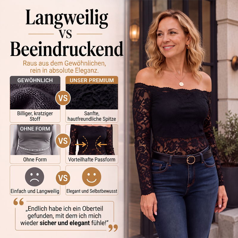 ⏰Letzter Tag im Angebot: 50 % Rabatt💃Schulterfreies Spitzen-T-Shirt für Damen-1