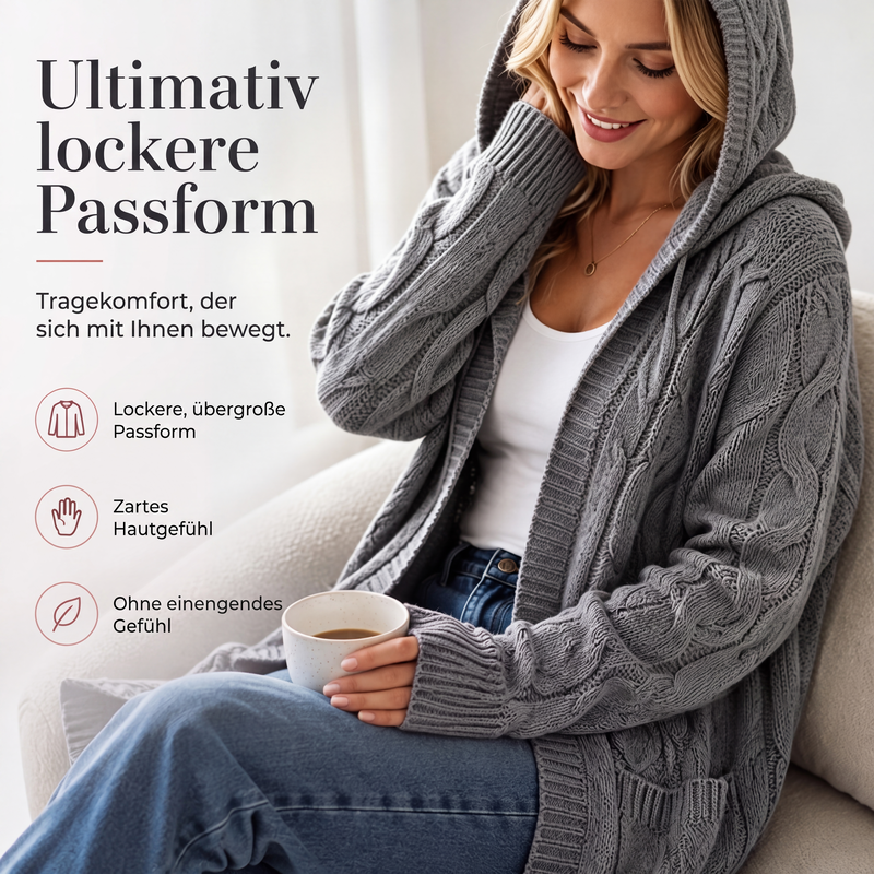 📢📢50 % Rabatt！🎉Lange Strickjacke mit Kapuze und Taschen für Damen-6