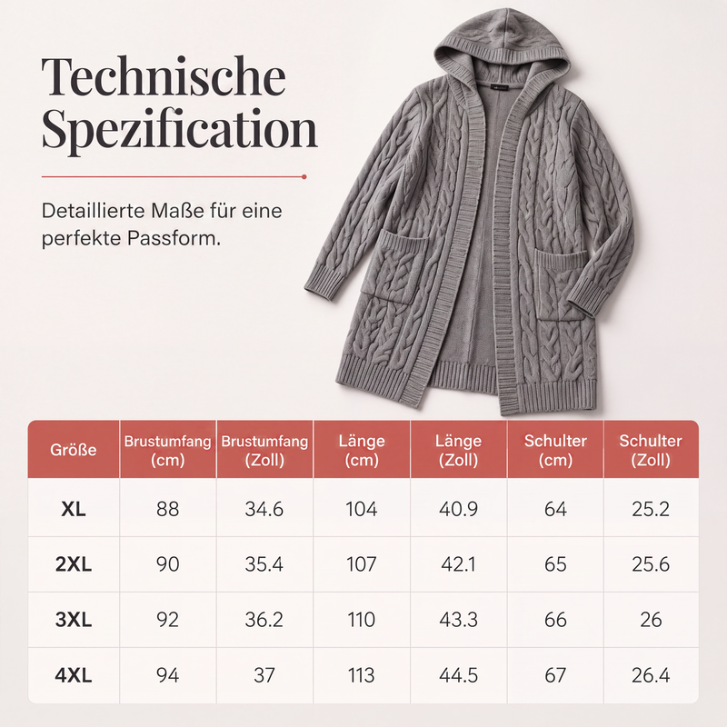 📢📢50 % Rabatt！🎉Lange Strickjacke mit Kapuze und Taschen für Damen-7