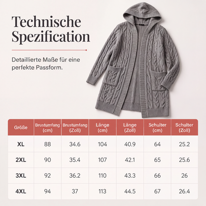 📢📢50 % Rabatt！🎉Lange Strickjacke mit Kapuze und Taschen für Damen-7