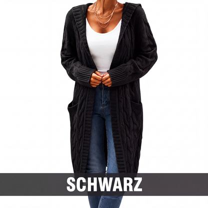 📢📢50 % Rabatt！🎉Lange Strickjacke mit Kapuze und Taschen für Damen-16