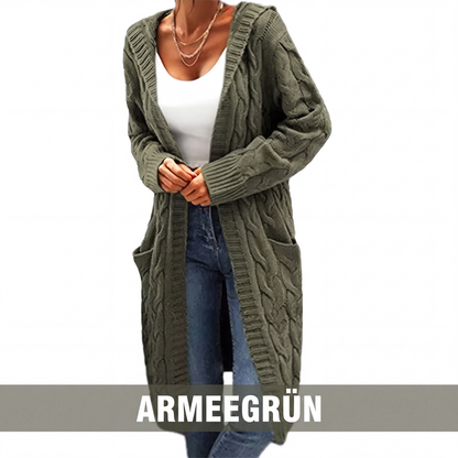 📢📢50 % Rabatt！🎉Lange Strickjacke mit Kapuze und Taschen für Damen-17