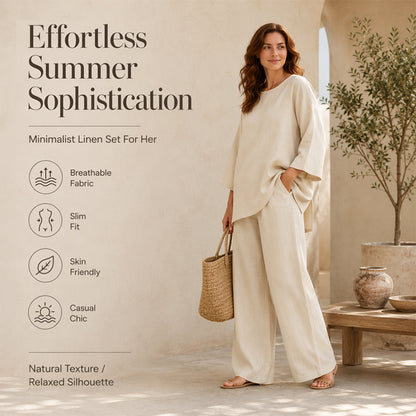📢📢50%Rabatt!!!🎉✨ Solange der Vorrat reicht! 🌺Zweiteiliges Freizeit-Set für Damen aus Leinenmischung