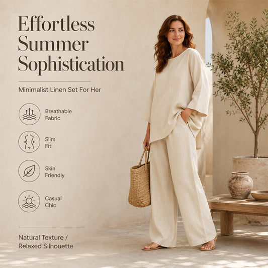 📢📢50%Rabatt!!!🎉✨ Solange der Vorrat reicht! 🌺Zweiteiliges Freizeit-Set für Damen aus Leinenmischung
