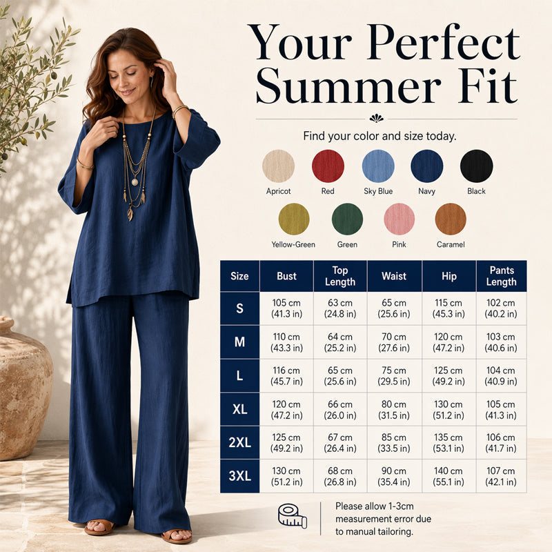 📢📢50%Rabatt!!!🎉✨ Solange der Vorrat reicht! 🌺Zweiteiliges Freizeit-Set für Damen aus Leinenmischung-2